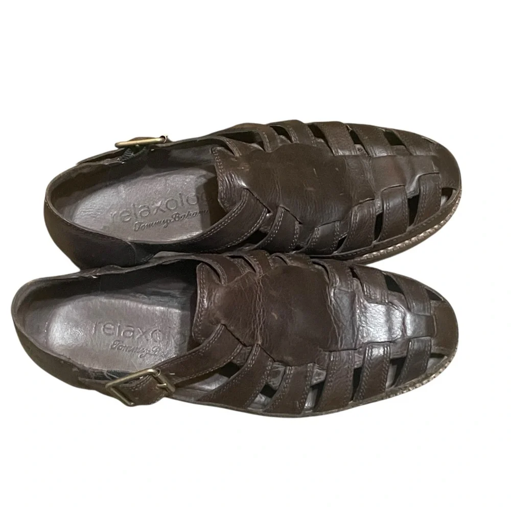 Tommy Bahama Relaxology Men's Maunai Brown Leather Fisherman Sandals, Sz. 7D - Picture 7 of 9
